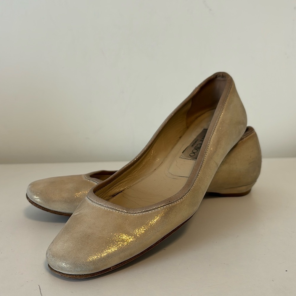 Jimmy Choo metallic off white/gold ballet flats size 36.5